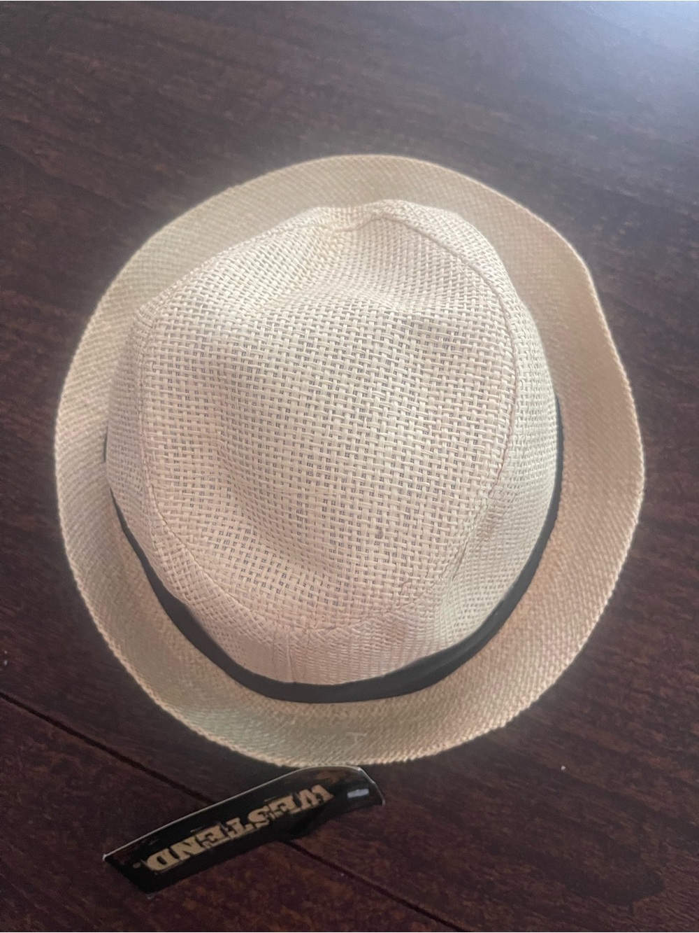 NWT Classic Beige Straw Fedora with Black Band